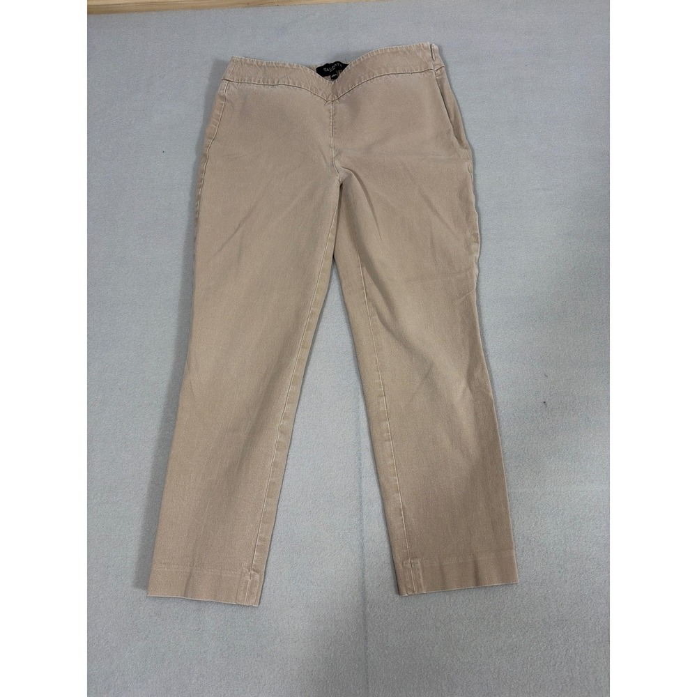 Talbots Chatham Ankle Pants Tan Khaki Petites Side Zip Stretch Trousers 4P 0642